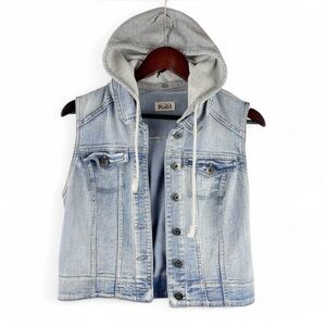 Mudd Denim Jean Vest Hoodie Women's Y2K 90s Streetwear Skater Grunge Punk VTG L